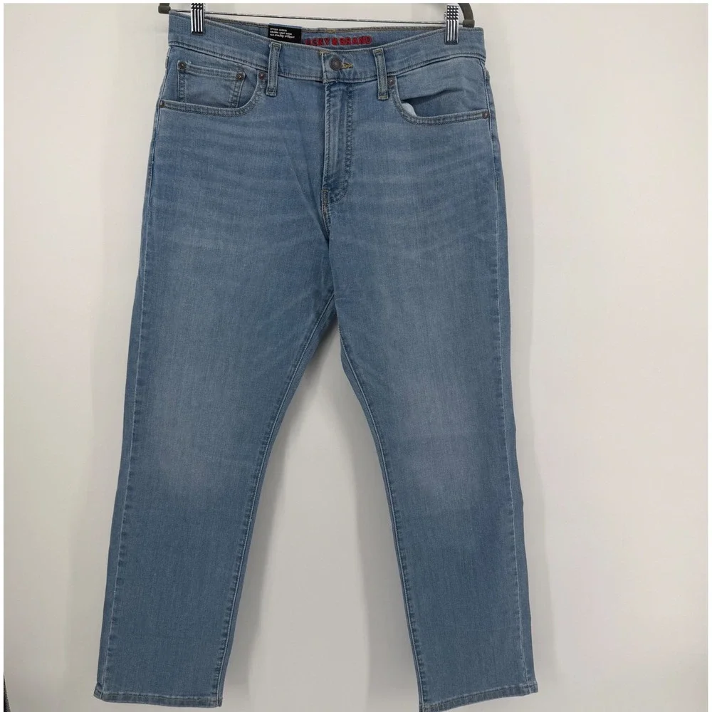 Lucky Brand Jeans Men 32x30 Light Blue 410 Athletic Straight Stretch Denim Pants